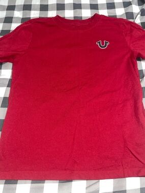 True Religion Red Crewneck Buddha Logo Tee